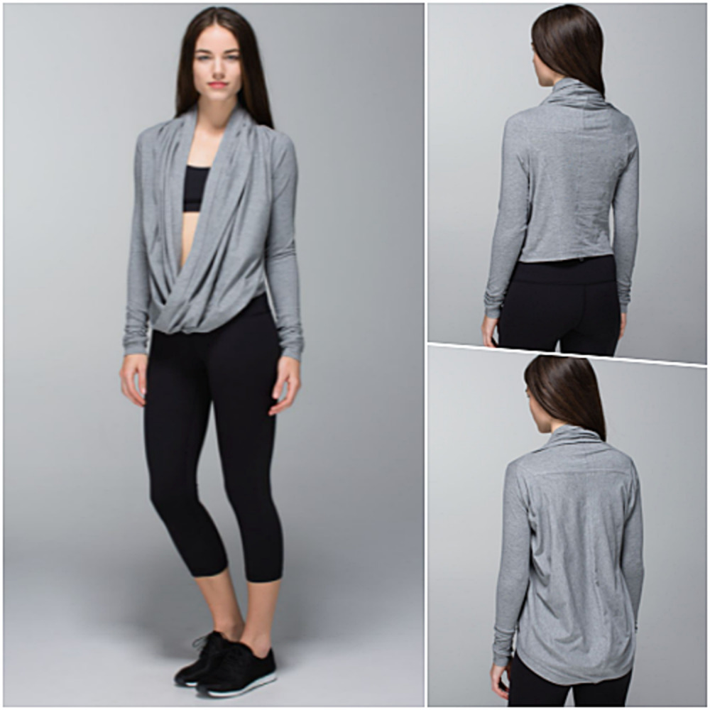 Lululemon Open Crossover Front Long Sleeve Wrap Top 6 Grey NWOT
